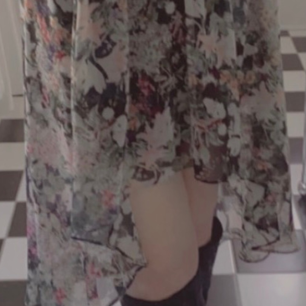 ZARA Chiffon Elastic Waist Floral Skirt + Crochet Cropped Sweater